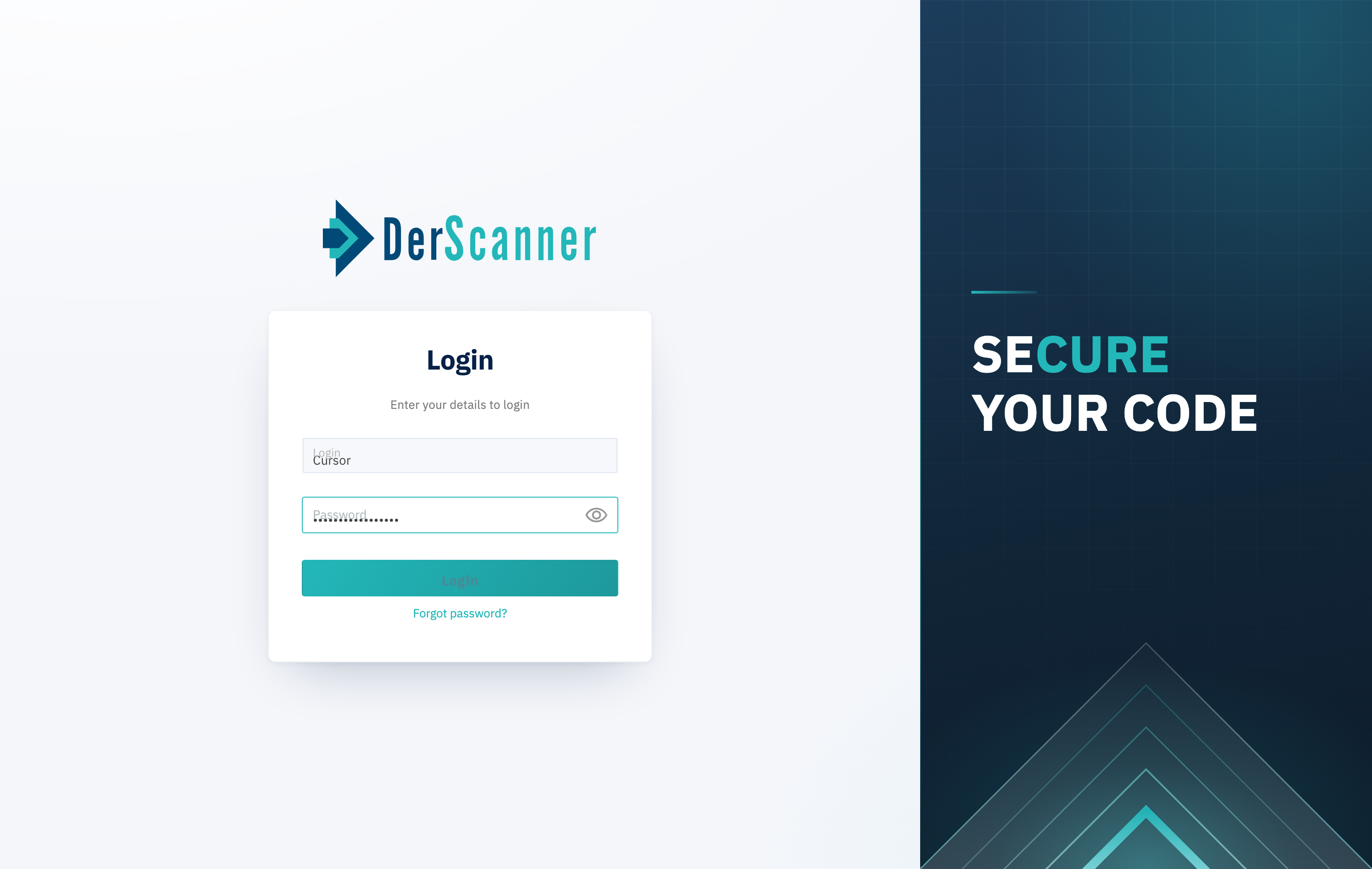 DerScanner sign-in screen under the dedicated Cursor account